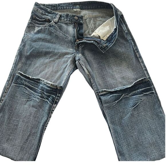 Flypaper Jeans Mens 33x31 Blue Denim Distressed Straight Leg Embroidered Pockets - Picture 1 of 11